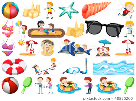 set of beach objects set of beach objects 48850260