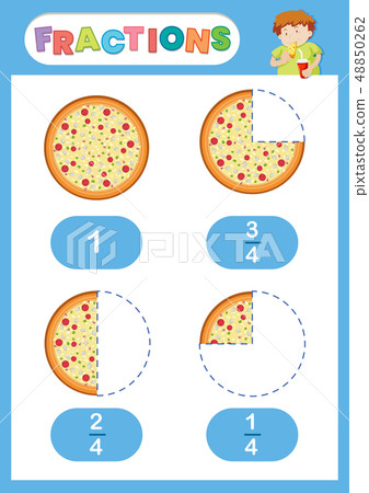 Fractions pizza eduation poster 48850262