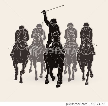 Horse racing Jockey riding horse graphic vector Horse racing Jockey riding horse graphic vector 48853158