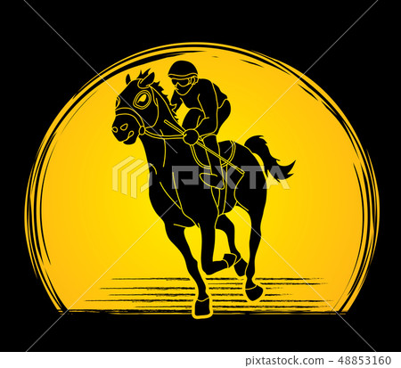Horse racing Jockey riding horse graphic vector Horse racing Jockey riding horse graphic vector 48853160