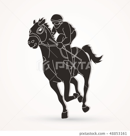 Horse racing Jockey riding horse graphic vector Horse racing Jockey riding horse graphic vector 48853161