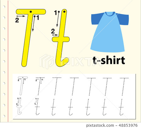 letter t tracing alphabet worksheets stock illustration 48853976 pixta