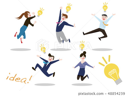Business man and woman jumping Business man and woman jumping 48854239