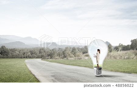 Businesswoman inside light bulb 48856022