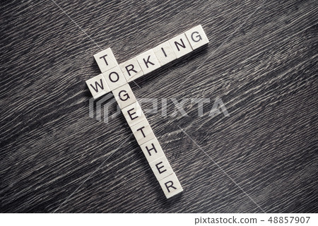 Conceptual business keywords on table with elements of game maki Conceptual business keywords on table with elements of game maki 48857907