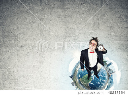 Comic businessman in red glasses Comic businessman in red glasses 48858164