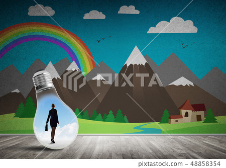 Businesswoman trapped in bulb 48858354