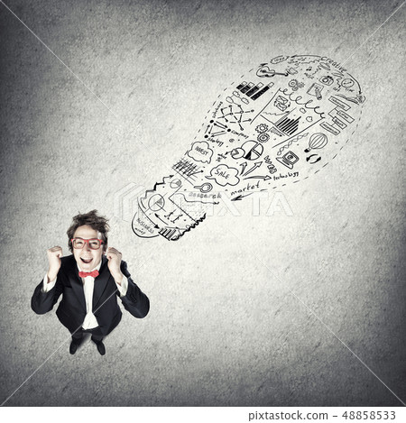 Funny perspective man Funny perspective man 48858533