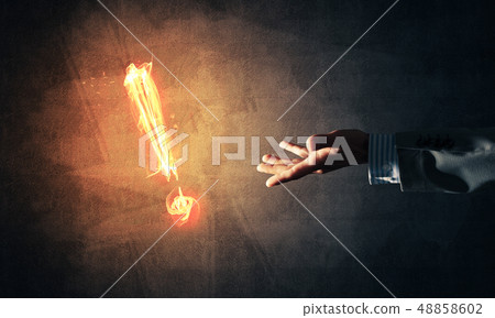 Concept of attention or punctuation with burning exclamation mar 48858602