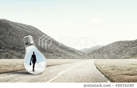 Businesswoman inside light bulb 48859280