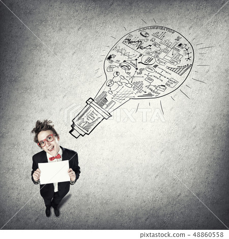 Comic man with banner Comic man with banner 48860558