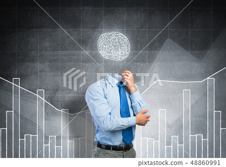 Brain headed businessman Brain headed businessman 48860991