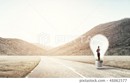 Businesswoman inside light bulb 48862577