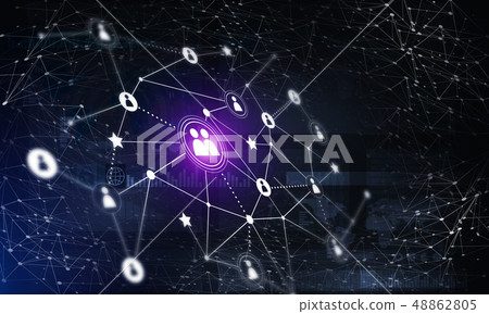 Modern wireless technologies as means of communucation and networking on dark background 48862805
