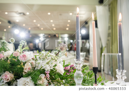 Floral decoration for wedding ceremony romance dining. Wedding banquet , festive decor. Bouquet from 48865333