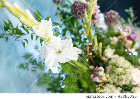 Floral decoration for wedding ceremony romance dining. Wedding banquet , festive decor. Bouquet from Floral decoration for wedding ceremony romance dining. Wedding banquet , festive decor. Bouquet from 48865356