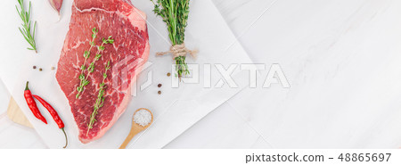 Fresh beef fillet with ingredients in cooking 48865697