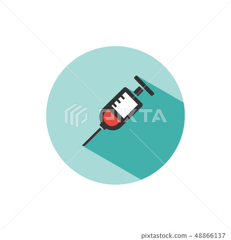Syringe icon with shadow on a green circle. Syringe icon with shadow on a green circle. 48866137