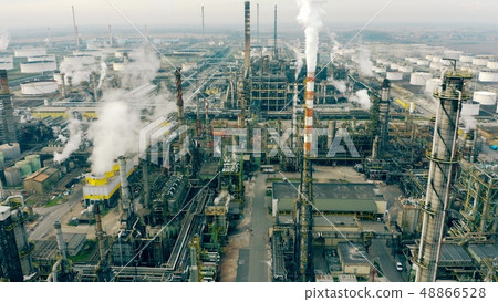 Aerial view of a huge polluting industrial facility Aerial view of a huge polluting industrial facility 48866528