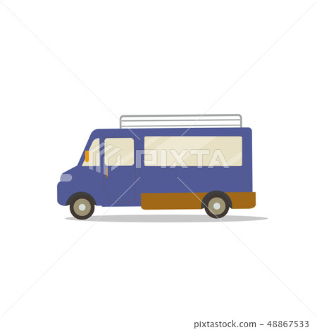 Flat cute cartoon blue van design with isolated 48867533