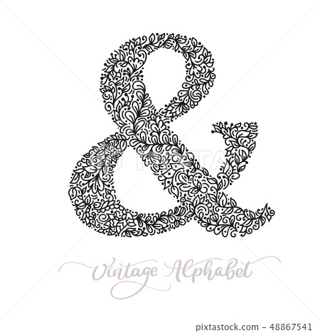 Vector monoline sign - ampersand. Vintage logo monogram Concept Icon. Black ink hand drawn Vector monoline sign - ampersand. Vintage logo monogram Concept Icon. Black ink hand drawn 48867541