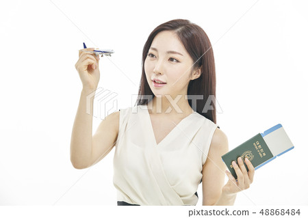 Airplane, passport, travel, business woman Airplane, passport, travel, business woman 48868484