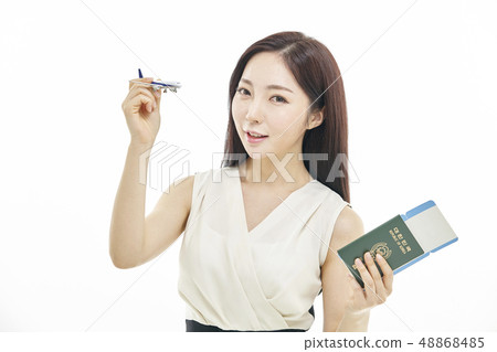Airplane, passport, travel, business woman Airplane, passport, travel, business woman 48868485