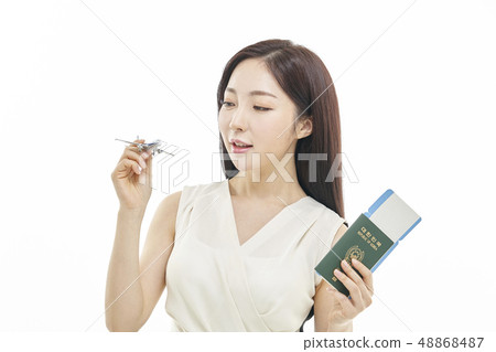 Airplane, passport, travel, business woman Airplane, passport, travel, business woman 48868487