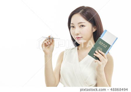 Airplane, passport, travel, business woman Airplane, passport, travel, business woman 48868494