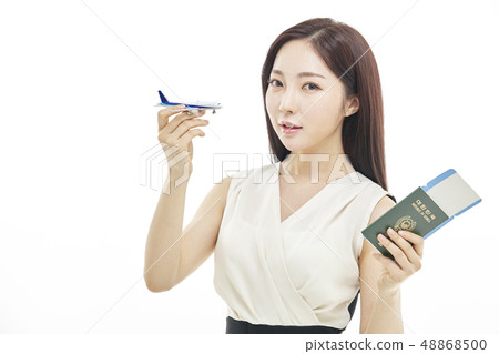 Airplane, passport, travel, business woman Airplane, passport, travel, business woman 48868500