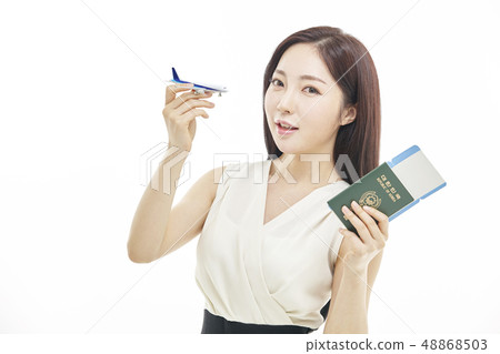 Airplane, passport, travel, business woman Airplane, passport, travel, business woman 48868503