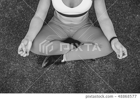 woman doing stretching woman doing stretching 48868577