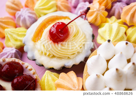 dessert background. delicious assorted cakes dessert background. delicious assorted cakes 48868626