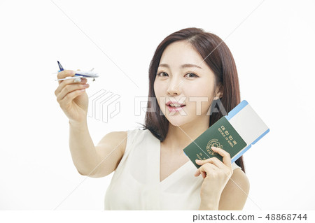 Airplane, passport, travel, business woman Airplane, passport, travel, business woman 48868744