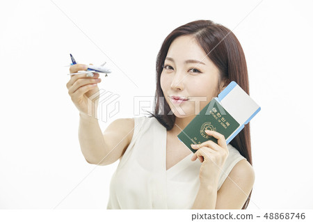 Airplane, passport, travel, business woman Airplane, passport, travel, business woman 48868746
