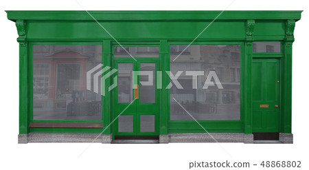 Loading with green entrance area in wood isolated 48868802