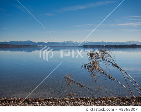 The lake shore with the Alps in the background 48868807
