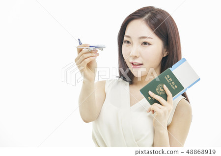 Airplane, passport, travel, business woman Airplane, passport, travel, business woman 48868919