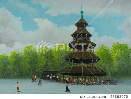 Chinese Tower in the English Garden in Munich Chinese Tower in the English Garden in Munich 48868976