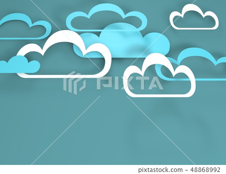 Paper cut design with clouds. Blue sky, clouds. Paper cut design with clouds. Blue sky, clouds. 48868992