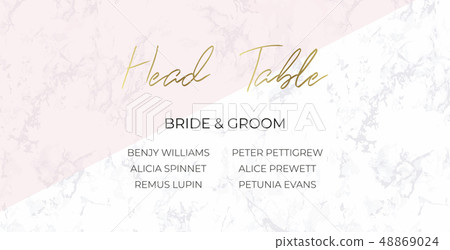 Head Table Bride and groom template. Gray marble 48869024