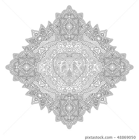 Coloring book page with abstract linear pattern 48869050