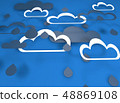 Paper cut design with clouds. Blue sky, clouds 48869108