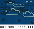 Paper cut design with clouds. Blue sky, clouds 48869111