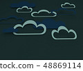 Paper cut design with clouds. Blue sky, clouds. 48869114