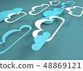 Paper cut design with clouds. Blue sky, clouds. 48869121