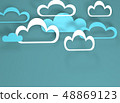 Paper cut design with clouds. Blue sky, clouds. 48869123