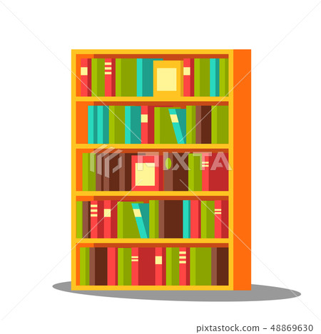 Bookcase Vector. Home, Library. Pile Encyclopedia. Education. Isolated Flat Cartoon Illustration Bookcase Vector. Home, Library. Pile Encyclopedia. Education. Isolated Flat Cartoon Illustration 48869630