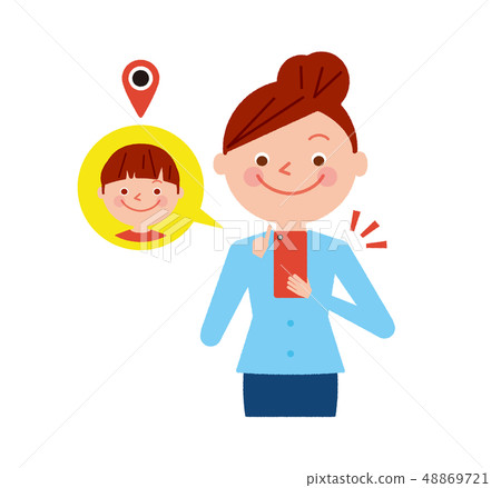 Woman smartphone child GPS illustration vector 48869721