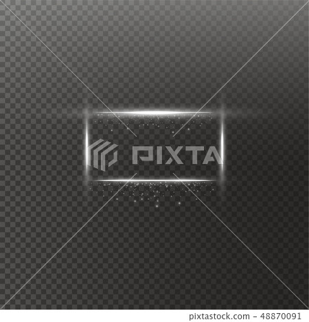 White frame with lights effects. Shining luxury banner vector illustration. Glow line white frame 48870091